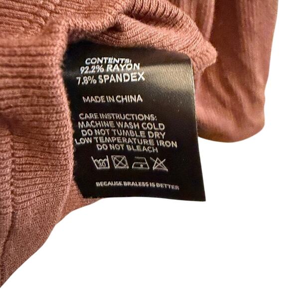 Klassy Network Bra Free Top XL Brown Ribbed Boat Neck Brami Tee Basic Layering - Picture 5 of 7